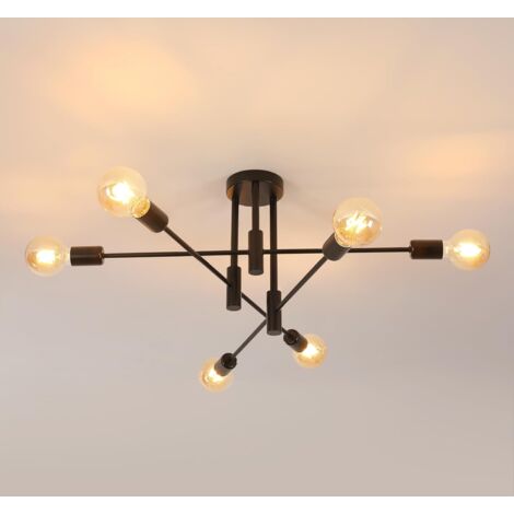 GOECO Lampadario Plafoniera Industriale, 6 Luci Lampadario Sputnik Vintage, Moderno Lampadario a Sospensione in Metallo Base E27 Lampada da Soffitto Retrò per Salotto Camera da Letto Cucina Sala da Pr (1/5)