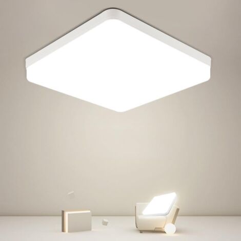 GOECO Plafoniera LED Quadrata, Lampada da Soffitto LED, Plafoniera LED IP44, Lampada da Soffitto Adatta per Bagno Cucina Camera da Letto Corridoio Balcone 48W 4000K (30x30CM)