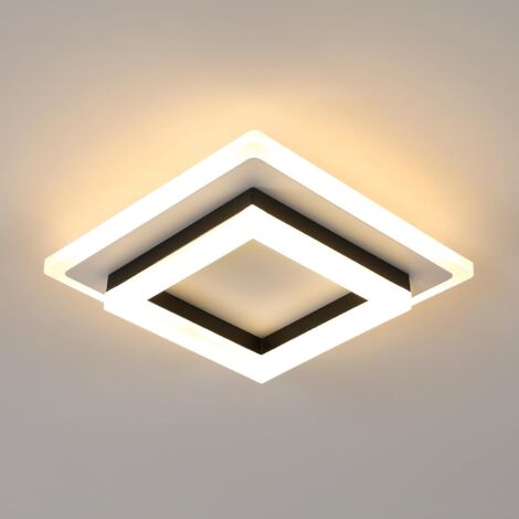Plafoniera LED quadrata GOECO, 24W 2350LM, paralume in acrilico per corridoio, balcone, hotel, scale, garage, bianco caldo 3000K [classe energetica E]
