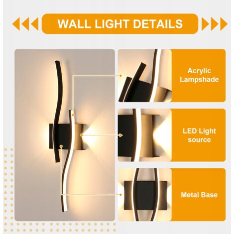 Lampada da soffitto di design GOECO V, acrilico, nero, 5 teste, luce bianca, 50 W, 220 V