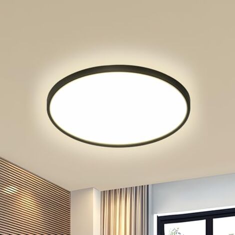 GOECO Plafoniera LED ultrasottile, design circolare, nera, 23x2 cm, luce neutra 4000K, 18W, ideale per uso esterno e interno (1/5)