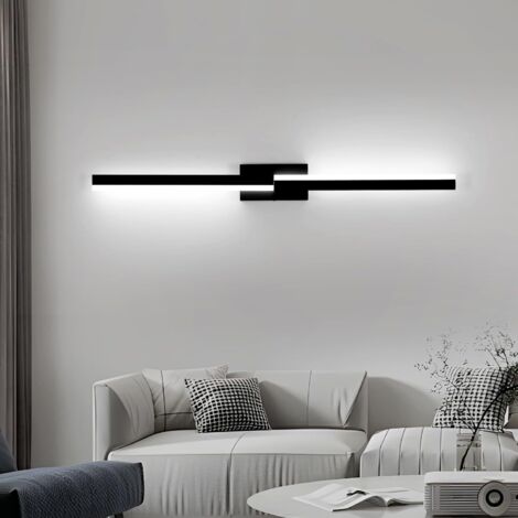 Goeco Applique Murale LED 80 cm – Lampada Nera in Acrilico – 12W 6500K Luce Bianca Fredda – Illuminazione Moderna per Soggiorno e Corridoio