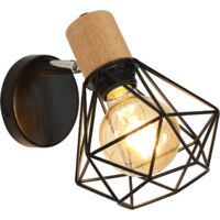 GOECO Applique Murale Interna Vintage in Legno Lampada da Parete E27 Base per Camera da Letto, Salone, Corridoio, Ingresso (Ampoule non inclusa)