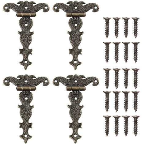 Bisagras Antiguas De Aleación De Zinc - Bisagras Decorativas Talladas Retro Bisagras En Forma De T Para Puertas Armarios Y Joyeros Blanco 6 Piezas 80790478