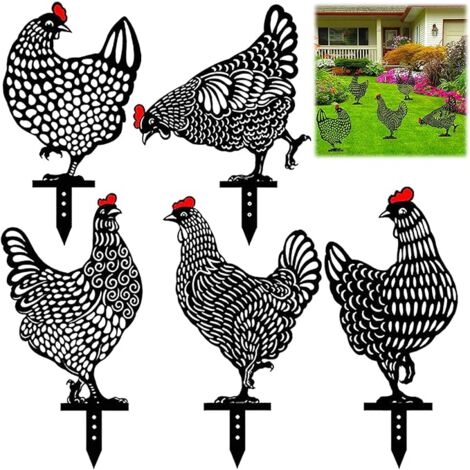 Decorazione Da Giardino A Forma Di Gallina Yardwe - In Acrilico, Per Esterni, Dimensioni 26x25.3 Cm