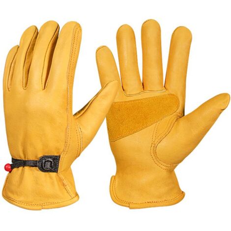 Guantes De Jardinería De Piel De Vacuno Manga Larga - Protección Hasta El Codo, Resistentes A Espinas, Talla M Amarillo