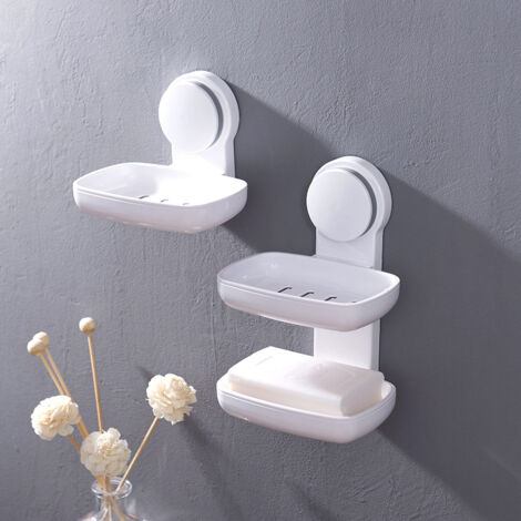 Estante De Baño Con Pegamento Sin Taladrar, Color Negro, Cesta De Ducha