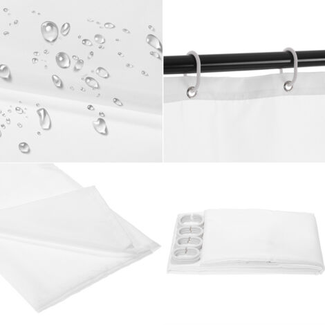 Cortina De Ducha Kleine Wolke - Poliéster Blanco Con Rayas - 240x180 Cm - Incluye Ojales