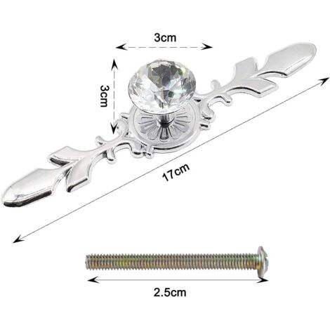 4 Tiradores De Cristal Para Cajones, Estilo Europeo, Con Forma De Diamante Transparentes De Un Solo Orificio Para Armario 85233229