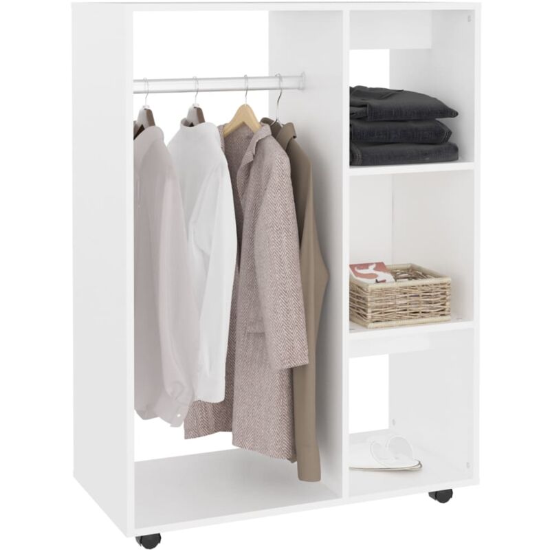 Garde-robe gris brillant 80x40x110 cm dans des panneaux de puce Couleur : Blanc 2