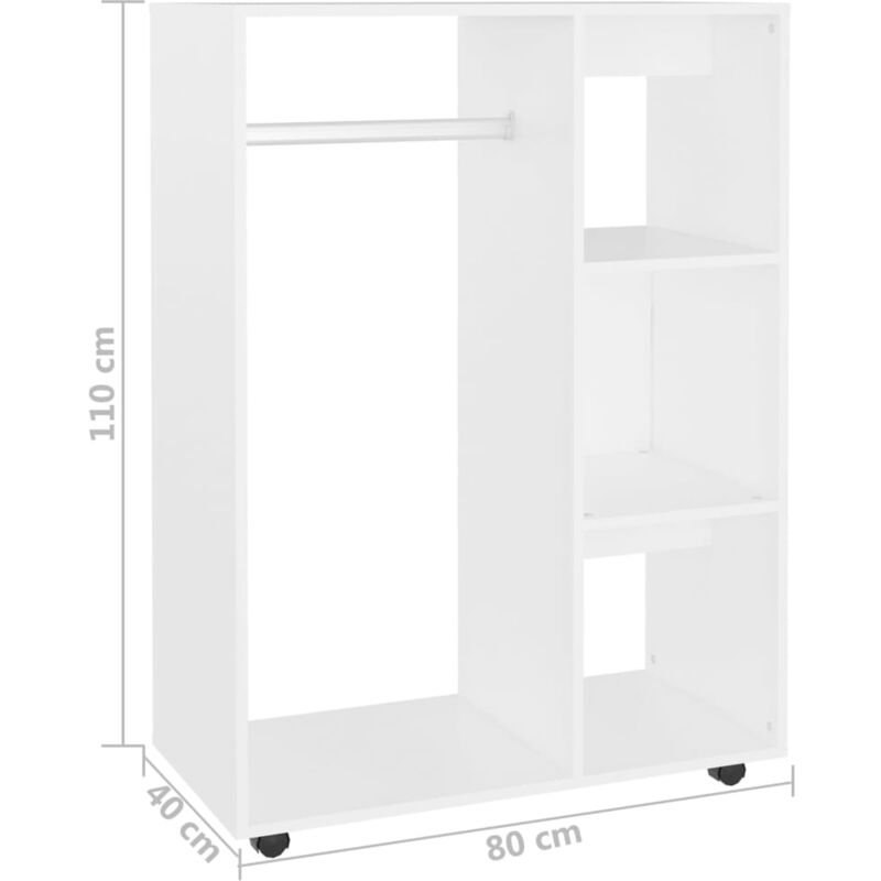 Garde-robe gris brillant 80x40x110 cm dans des panneaux de puce Couleur : Blanc 3