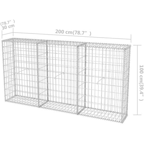 Panier de gabion Acier galvanisé 200x30x100 cm vidaXL