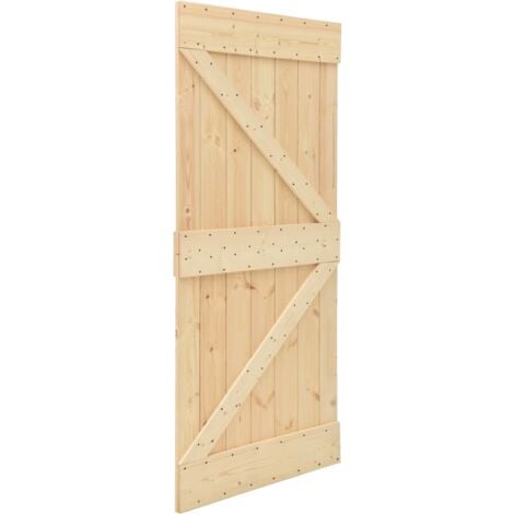 Porte coulissante avec kit de quincaillerie 90x210cm Pin massif vidaXL