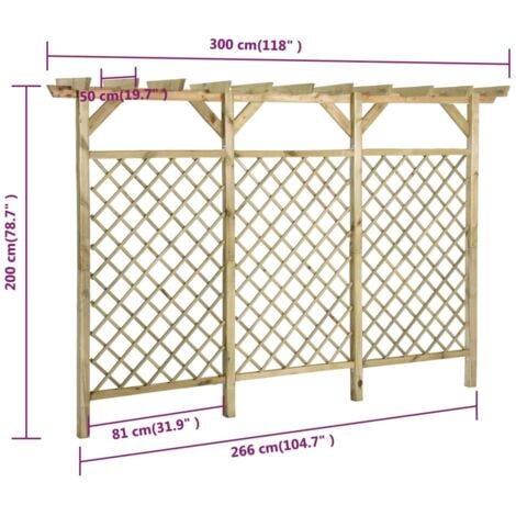 Clôture à treillis de jardin avec pergola 300x50x200 cm Pin vidaXL