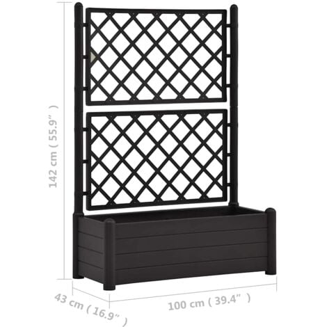 Jardinière avec treillis 100x43x142 cm PP Anthracite vidaXL