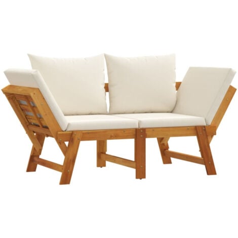 Banc de jardin avec coussins 2 en 1 bois d'acacia massif vidaXL