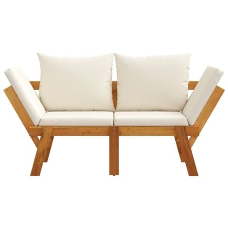 Banc de jardin avec coussins 2 en 1 bois d'acacia massif vidaXL