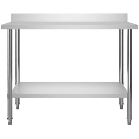 Table de travail de cuisine avec dosseret 120x60x93 cm Inox vidaXL