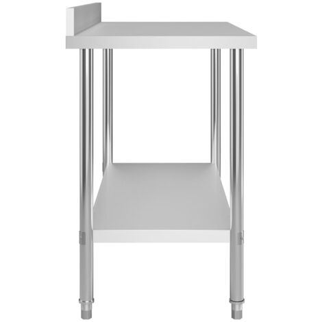 Table de travail de cuisine avec dosseret 120x60x93 cm Inox vidaXL