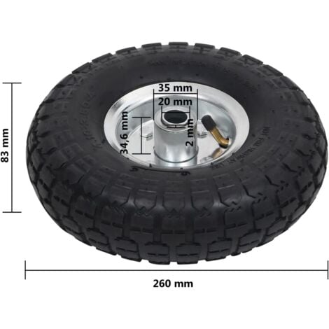 Roue de diable 2 pcs Caoutchouc 4.10/3.50-4 (260 x 83 mm) vidaXL