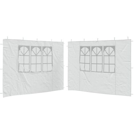 Paroi de tente de réception 2 pcs avec fenêtre PE Blanc vidaXL