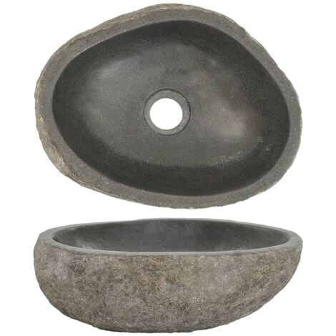 Lavabo en pierre de rivière ovale (29-38)x(24-31) cm vidaXL