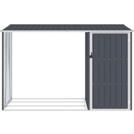 Abri à bois de jardin Anthracite 245x98x159 cm Acier galvanisé vidaXL