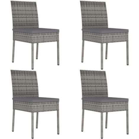 Chaises de salle à manger de jardin 4 pcs Résine tressée Gris vidaXL