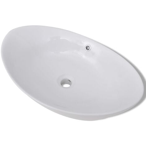 Lavabo ovale en céramique avec trop plein 59 x 38,5 cm vidaXL