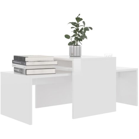Ensemble de table basse Blanc brillant Bois d’ingénierie vidaXL