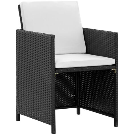 Ensemble à manger d’extérieur 9 pcs coussin Résine tressée Noir vidaXL
