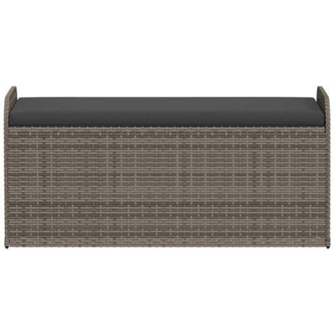Banc de rangement avec coussin gris 115x51x52 cm résine tressée vidaXL