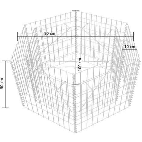 Lit surélevé à gabion hexagonale 100 x 90 x 50 cm vidaXL