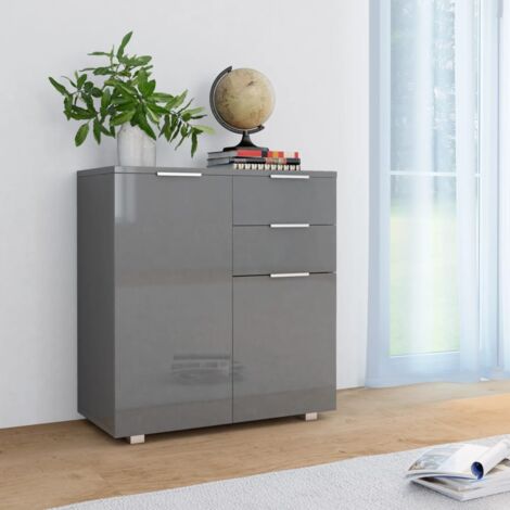 Buffet Gris brillant 71x35x80 cm Bois d'ingénierie vidaXL