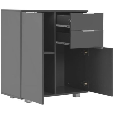 Buffet Gris brillant 71x35x80 cm Bois d'ingénierie vidaXL