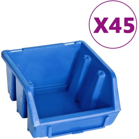 Kit de bacs de stockage et panneaux muraux 48 pcs Bleu et noir vidaXL