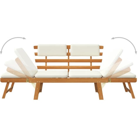 Banc de jardin avec coussins 2-en-1 190 cm Bois solide d'acacia vidaXL
