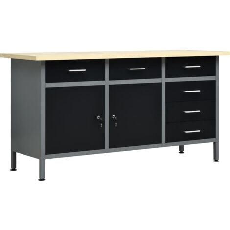 Établi Noir 160x60x85 cm Acier vidaXL