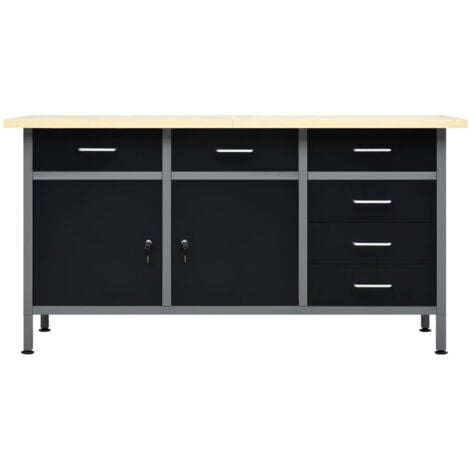 Établi Noir 160x60x85 cm Acier vidaXL