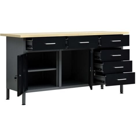 Établi Noir 160x60x85 cm Acier vidaXL