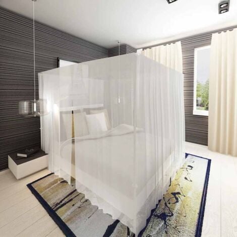 Moustiquaire de lit carré 3 ouvertures 2 pcs vidaXL