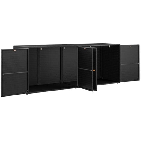 Armoire de rangement jardin Noir 198x55,5x80 cm Résine tressée vidaXL