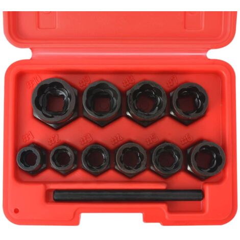 Kit d'extracteur de boulons/d'écrous endommagés Acier 11 pcs vidaXL