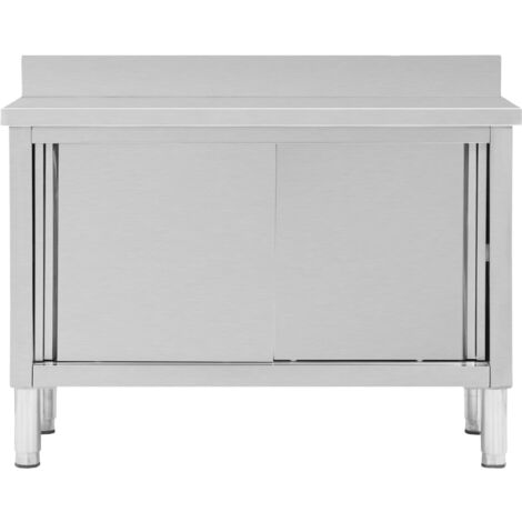 Table de travail avec portes coulissantes 120x50x(95-97)cm Inox vidaXL