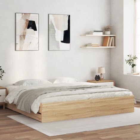Cadre de lit avec tiroirs chêne sonoma 200x200 cm vidaXL