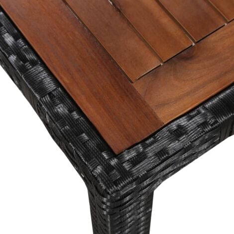 Mobilier d'extérieur 9 pcs Résine tressée et bois d'acacia Noir vidaXL