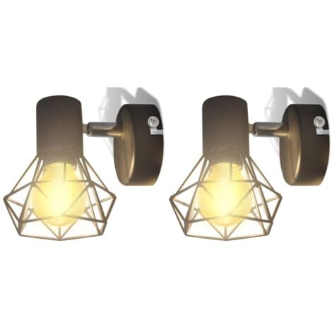 Applique murale 2 pcs style industriel noir avec ampoule LED vidaXL