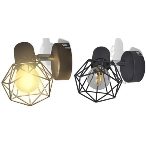 Applique murale 2 pcs style industriel noir avec ampoule LED vidaXL