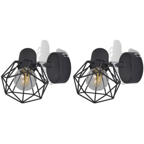 Applique murale 2 pcs style industriel noir avec ampoule LED vidaXL