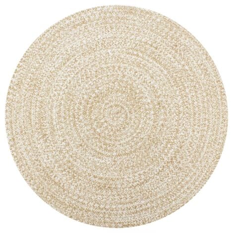 Tapis fait à la main Jute Blanc et naturel 90 cm vidaXL